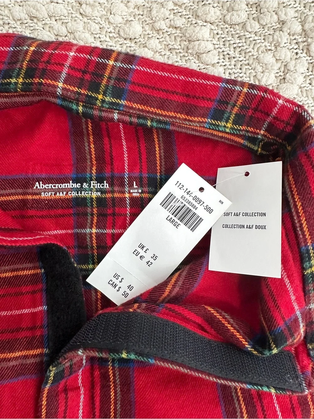 Abercrombie & Fitch NWT Dog Shirt Red Plaid Holiday Pet Apparel Size L